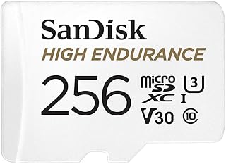 SANDISK HIGH Endurance microSD Card + Adapter 256GB | V30, 4K UHD, Full HD, C10, U3, Ideal for Dash Cam and Home Monitoring Systems, Record up to 20,000 hours video