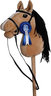 ROCK MY BABY Light Brown Hobby Horse, Plush Stick Horse with Ribbon, Age 3+