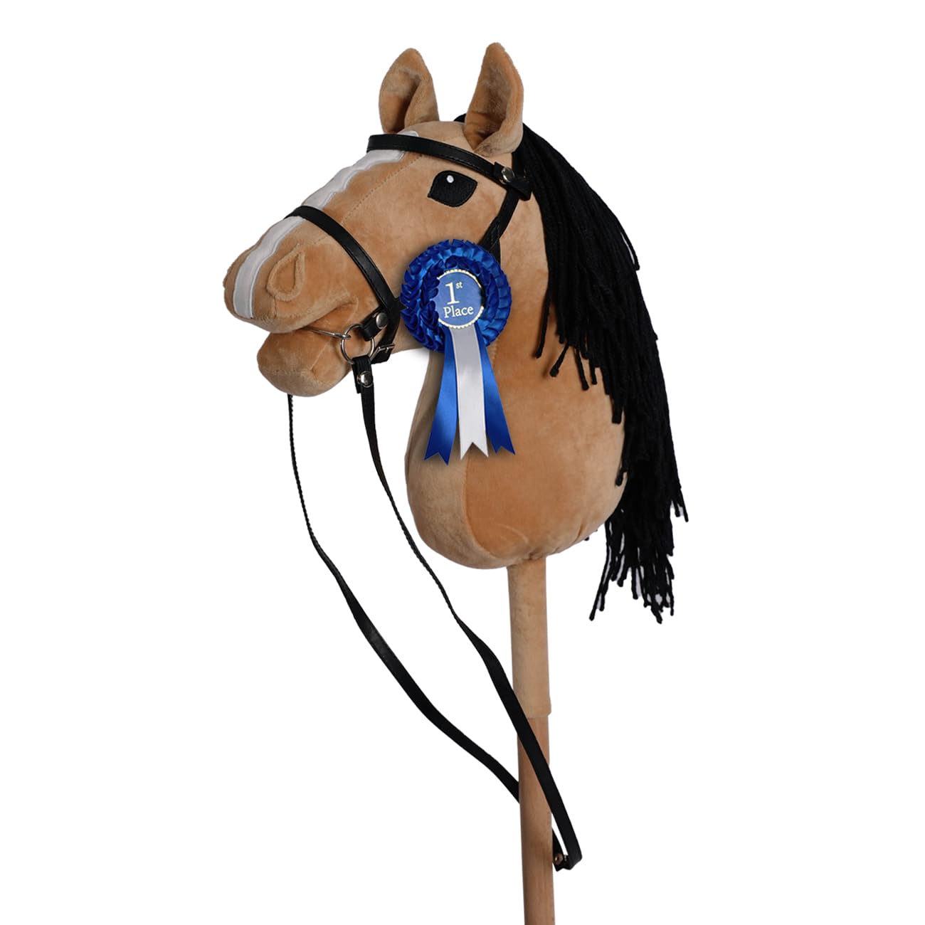 ROCK MY BABY Light Brown Hobby Horse, Plush Stick Horse with Ribbon, Age 3+