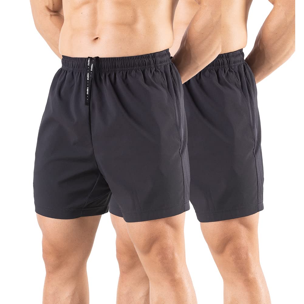 Gaglg Mens 5 Inch Running Shorts Pack of 2 Quick Dry Athletic Workout Gym Shorts