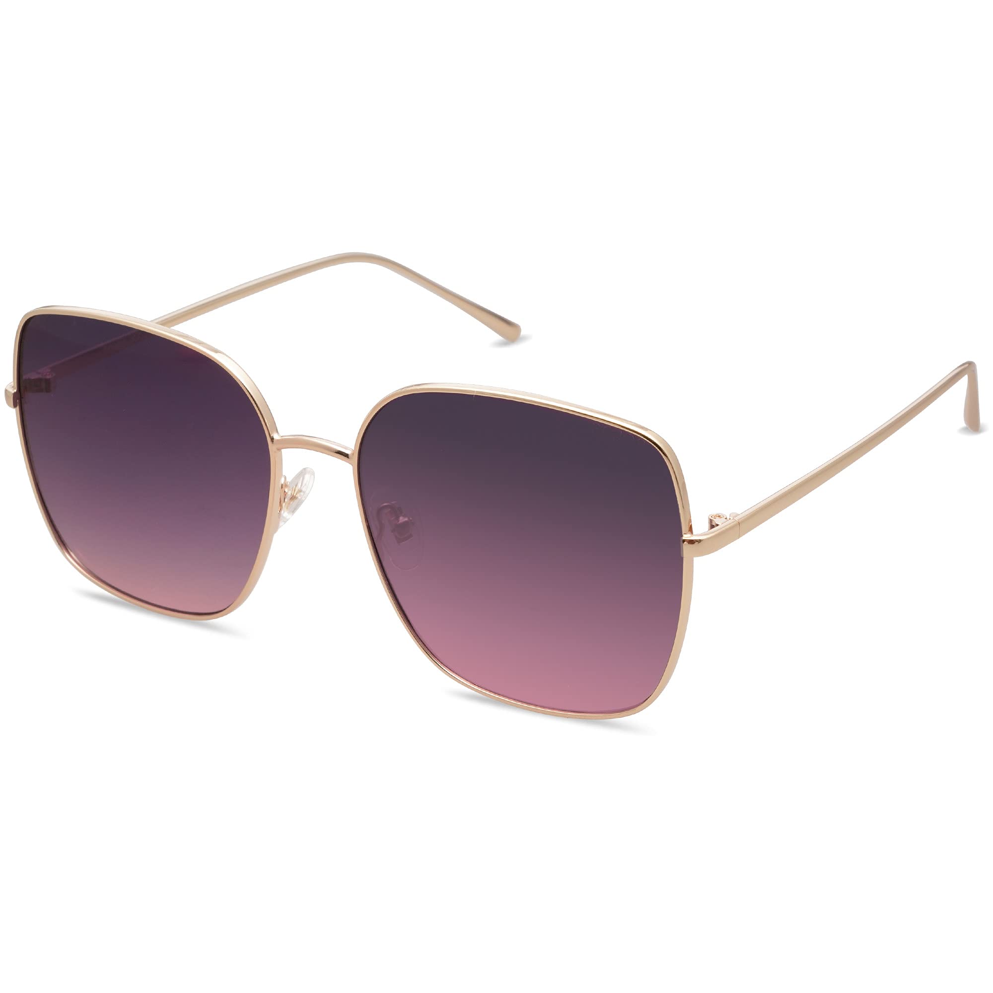 SOJOS Trendy Oversized Square Metal Frame Sunglasses for Women Men Flat Mirror L