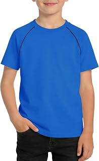 Haloumoning T-shirt a maniche corte raglan per bambini estate girocollo basic t-shirt casual top 5-14 anni