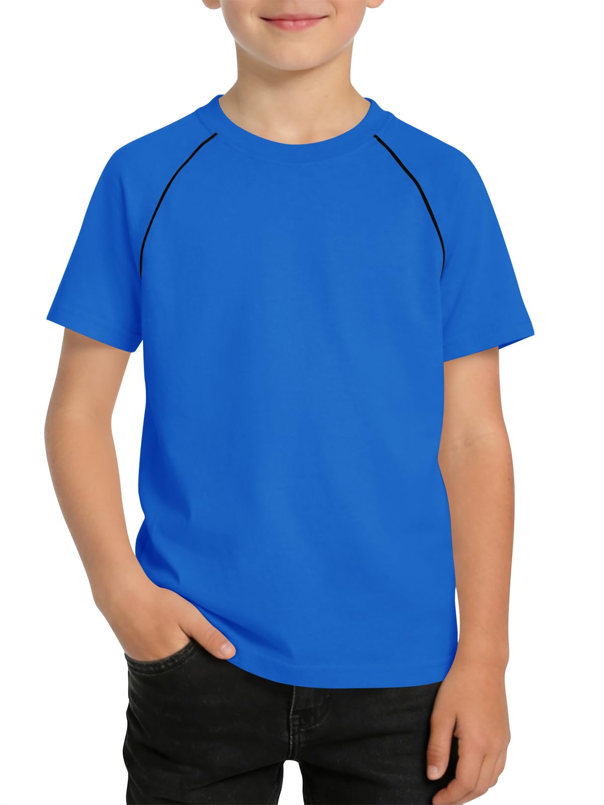 Haloumoning T-shirt a maniche corte raglan per bambini estate girocollo basic t-