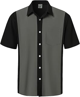 Hardaddy Men's Vintage Bowling Shirt Short Sleeve Button Down Hawaiian Summer Beach Casual
