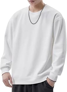 Kivan Men's Tight Sweatshirt, Solid Color, Thick, Cotton, Street-Style, Autumn/Spring Clothing, Loose, Long Sleeve, Crew Neck, Falling Feel, Simple, Stylish, Casual Wear; *Please choose 1 to 2 sizes