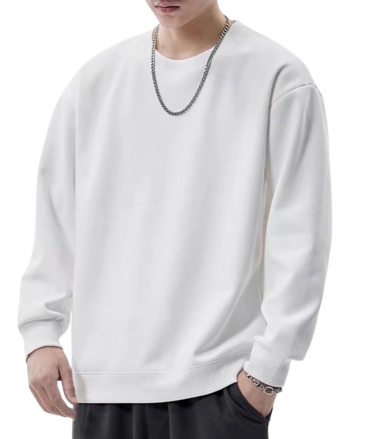 Kivan Men's Tight Sweatshirt, Solid Color, Thick, Cotton, Street-Style, Autumn/S