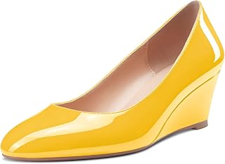 Saekcted Women's Mid Heel Round Toe Classic Comfortable Wedge Pumps 5CM Heels