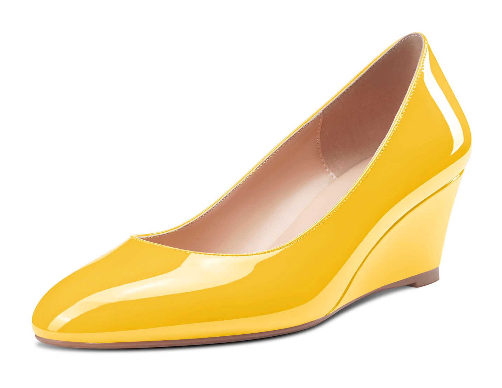 Saekcted Women's Mid Heel Round Toe Classic Comfortable Wedge Pumps 5CM Heels
