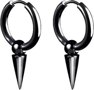 Personalized Punk Spike Dangle Drop Hoop Earrings for Women Men Stainless Steel Hoops Cuff Cartilage Tragus Helix Wrap Geometric Earrings