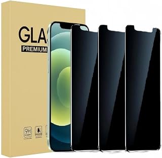anti-peep Privacy Screen Protector for iPhone 12 Pro, Shatterproof Tempered Glass [True 30°Anti Spy] [9H Hardness] [Easy Installation Frame] Black Protector for iPhone 12 Pro 3 Pack