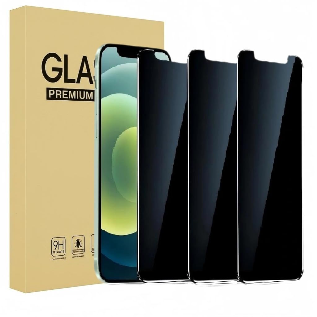 anti-peep Privacy Screen Protector for iPhone 12 Pro, Shatterproof Tempered Glas