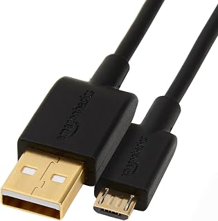 Amazon Basics USB-A to Micro USB Data Cable, 0.48 Gbps Transfer Speed, Gold-Plated Plugs, 0.9 m, Black