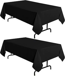 sancua 2 Pack Black Tablecloths 60x102 Inch for 6 Feet Rectangle Tables | Stain and Wrinkle Resistant Washable Polyester Table Cover for Dining Tables, Wedding Buffet Parties and Camping