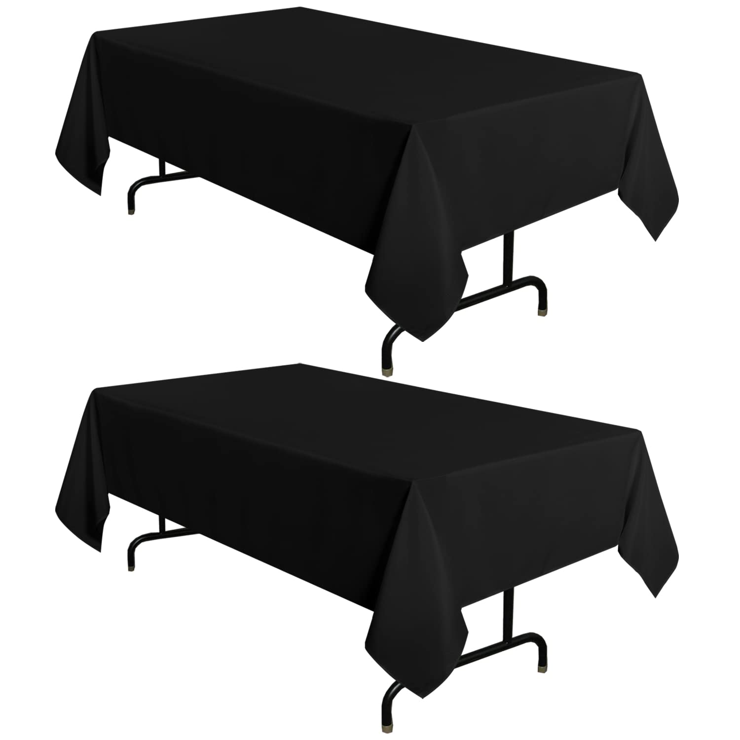 sancua 2 Pack Black Tablecloths 60x102 Inch for 6 Feet Rectangle Tables | Stain 
