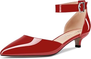Aachcol レディース キトン ローヒール アンクルストラップ パンプス ポインテッドトゥ サンダル ドレスシューズ パーティー オフィス ウェディング 1.5インチ