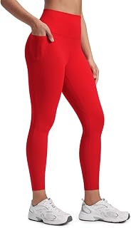 CRZ YOGA Women Butterluxe Yoga Leggings 25"/28" - High Waist Ultra Soft Workout Gym Leggings, Red Chili, 46