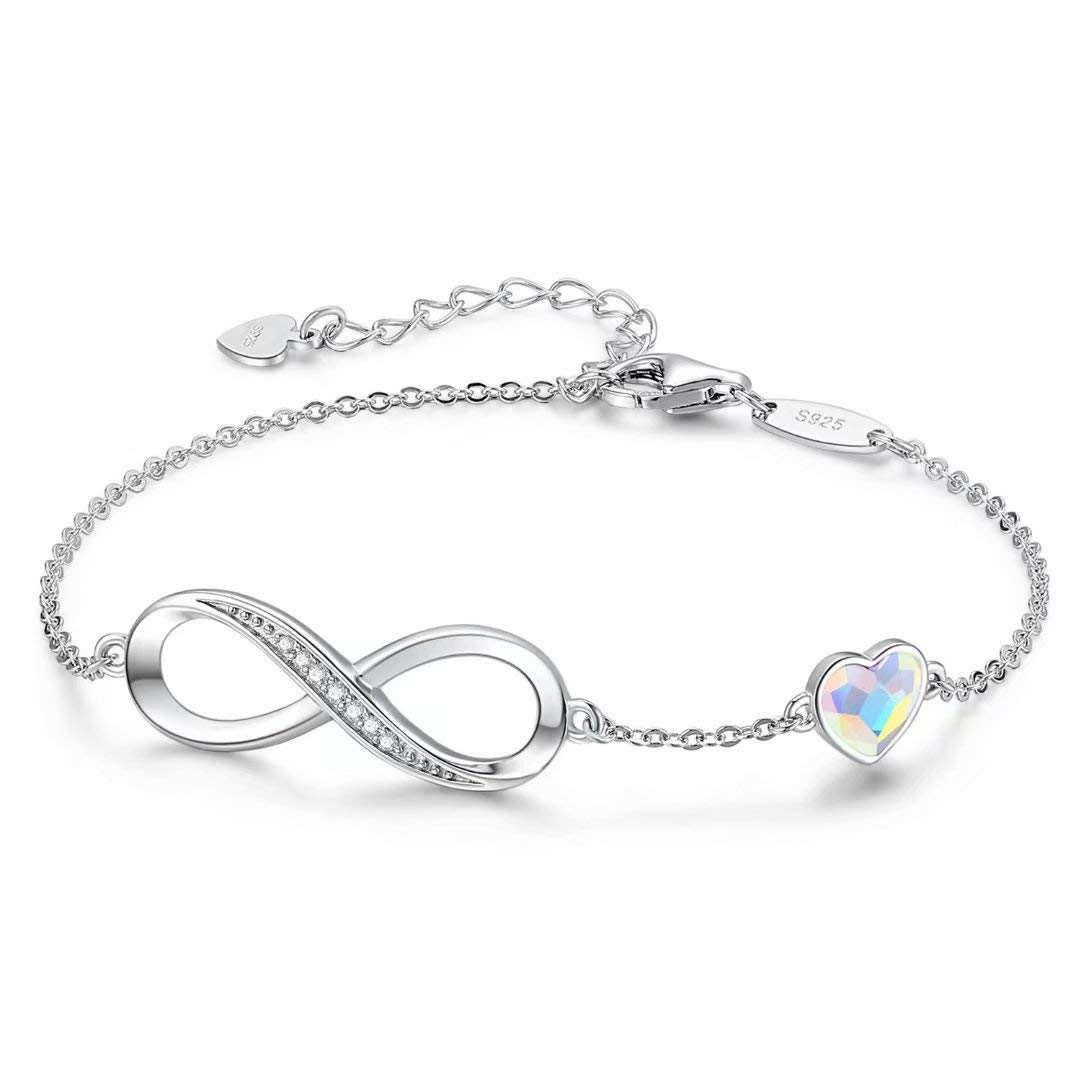 LOUISA SECRET Pulsera de mujer de plata 925 Infini, pulsera de amor ajustable pa
