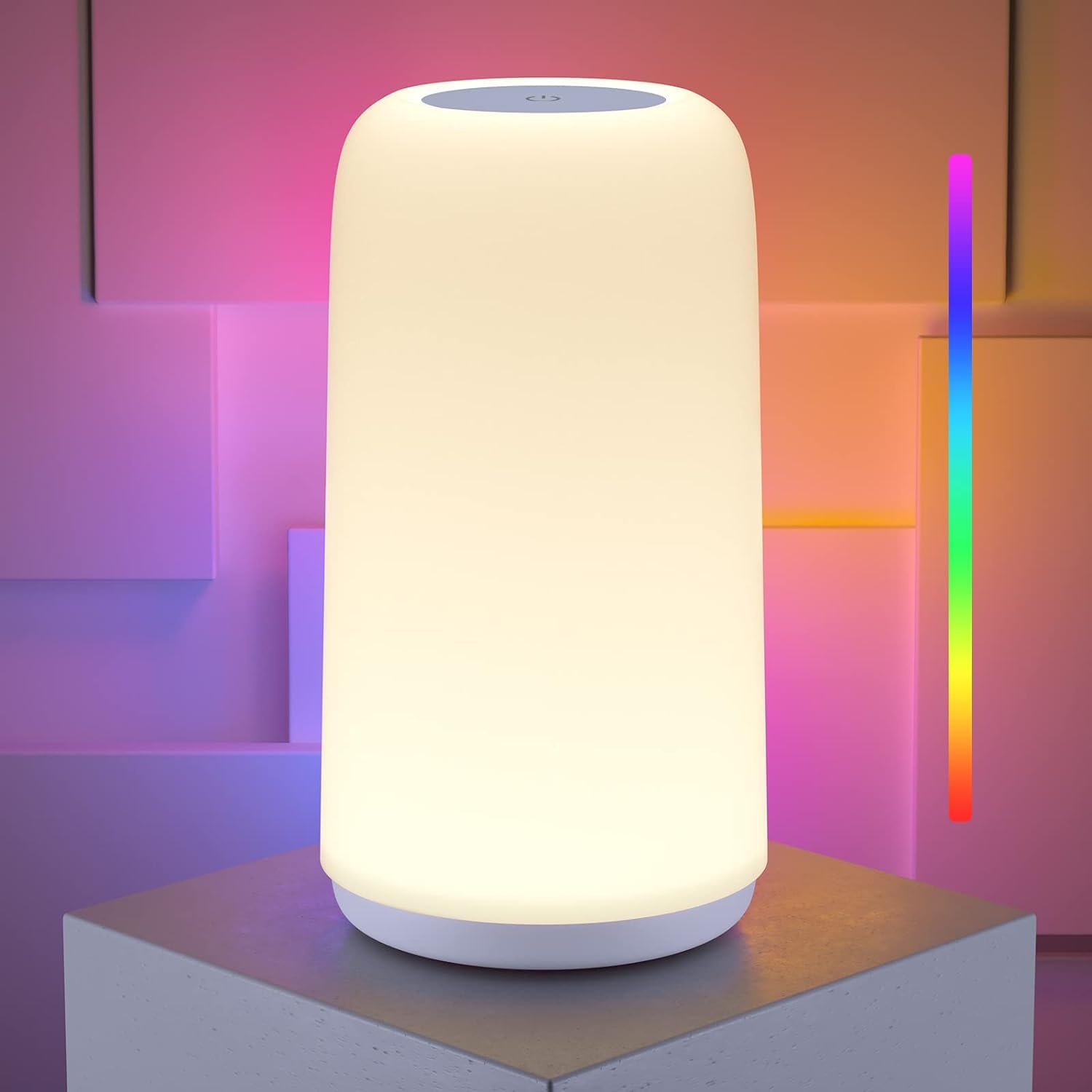 Touch Bedside Table LED Lamp, [Sleek Design & RGB Mode] Multi-Color Dimmable wit