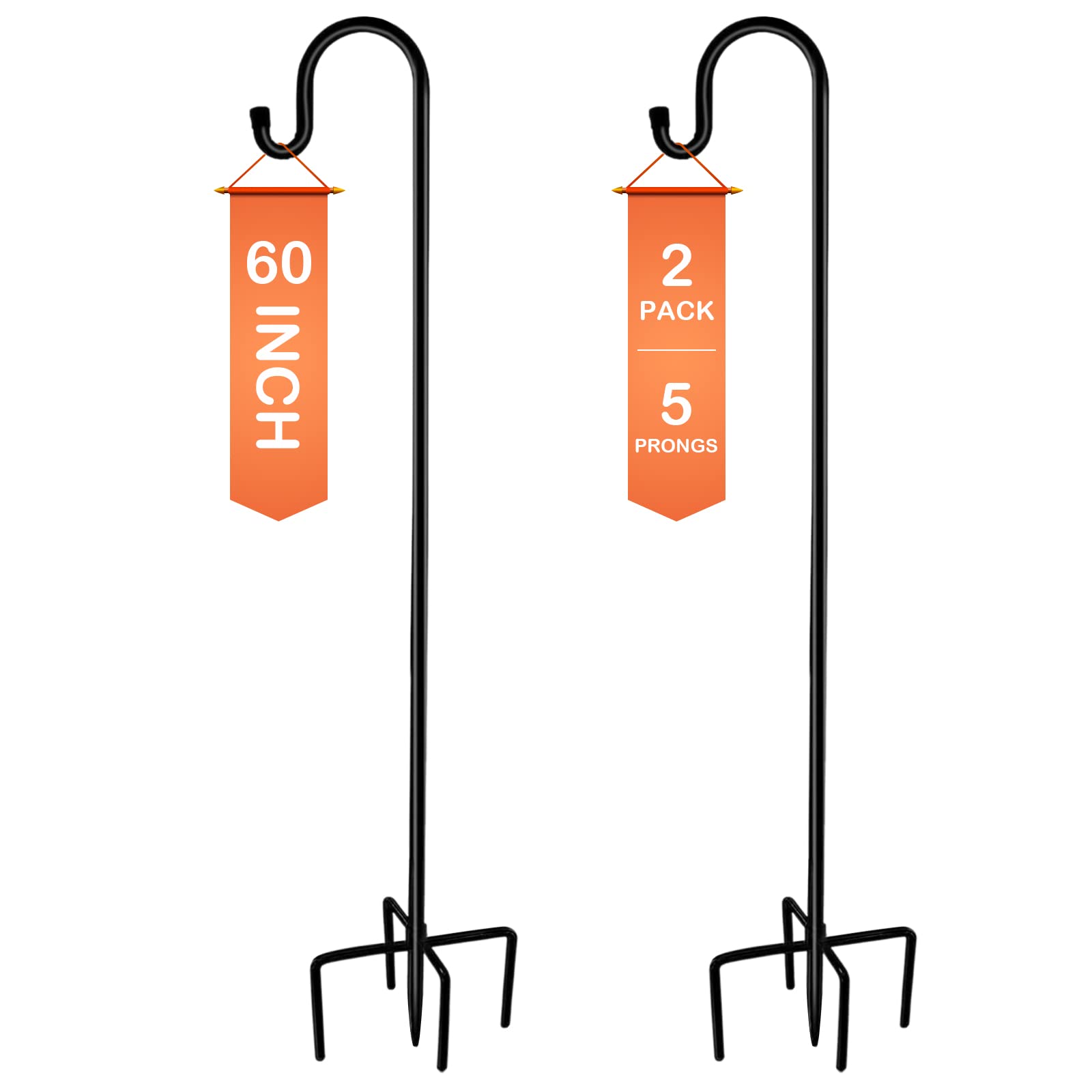 Ottsuls Shepherd-Hooks 60" Adjustable for Bird-Feeder Lantern Plant-Hook Garden-