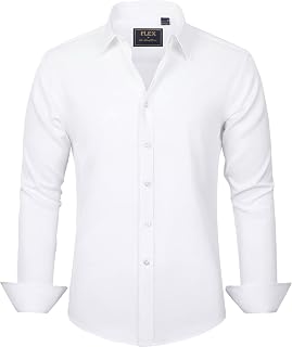 J.Ver Men’s Shirt, Plain Colours, Stretch, Long Sleeves, Regular Fit, Casual Shirts, Easy-Iron, Business Shirt, Suit Shirt