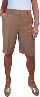 icecoolfashion Ladies Smart Tailored Knee Length Bermuda Shorts Mid Waisted