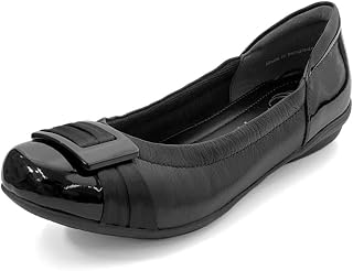 Airy Step 059-6352 Women's Shoes, Buckle, Plain, Casual, Genuine Leather, Easy to Wear, Work, Commute, Low Heel, Flat