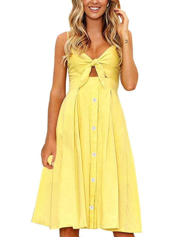 FANCYINN Dresses Women Summer Casual Party Midi Leg Bandage Floral Dresses Women