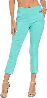 HDE Pull On Capri Pant for Women w/Pockets Elastic Waist Cropped Work Pant