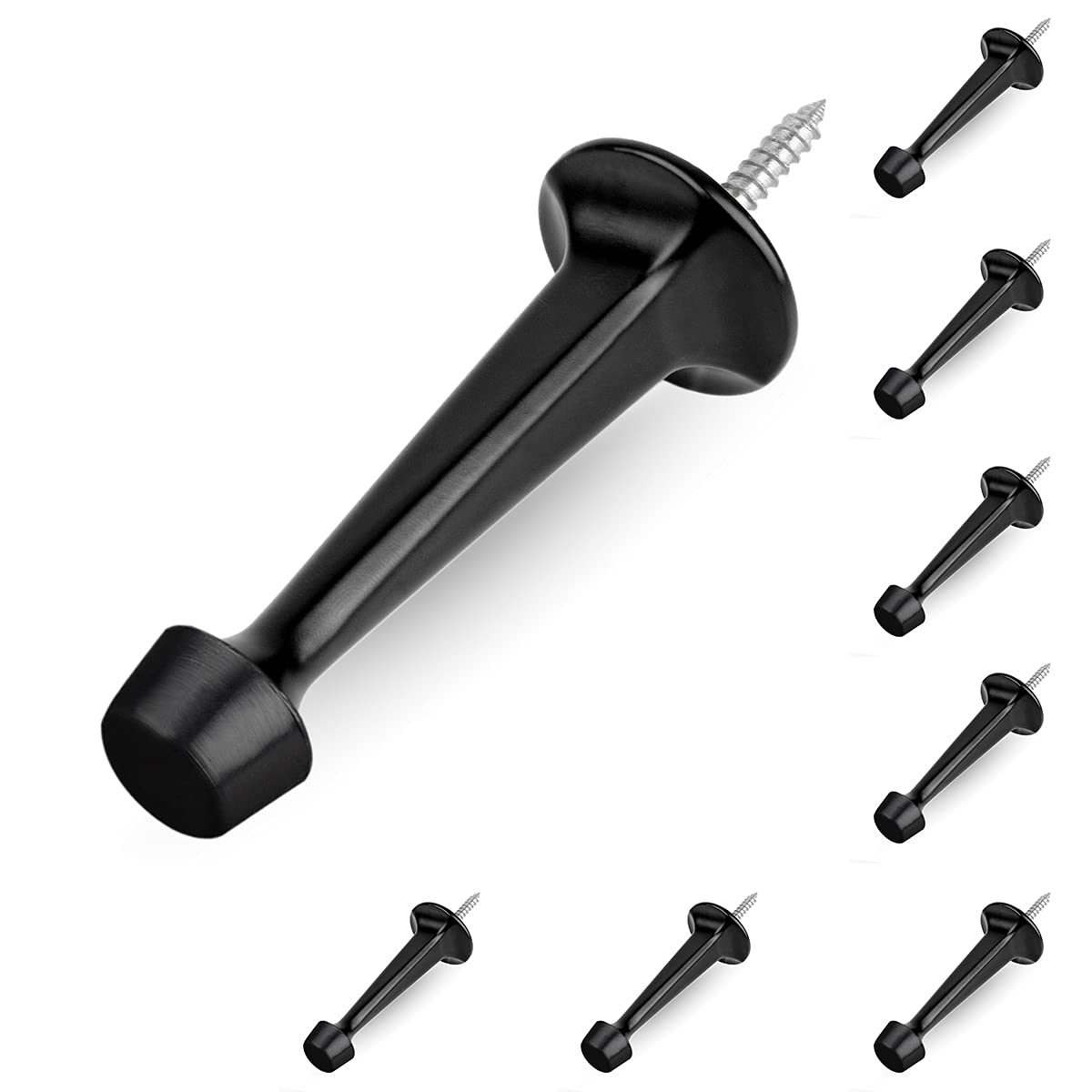 HOMOTEK 8 Pack Heavy Duty Solid Rigid Door Stop with Soft Rubber Tip, Zinc Die C