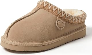 Fireside by Dearfoams Women’s Greta Genuine Shearling Clog Slippers, 100% Natural Suede Clogs for Outdoor & Indoor