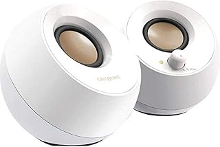 Creative Pebble 2.0 USB-Powered Desktop Speakers with Far-Field Drivers and Passive Radiators for PCs and Laptops (White) (Renewed)