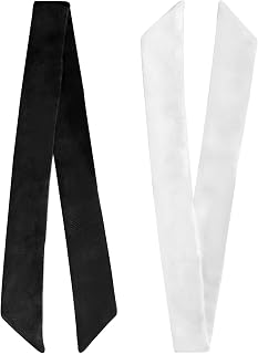kcctoo 69.8 cm Mulberry Silk Feel Headscarf Women's Fashion Square Neck Satin Scarves for Bag Hair Scarves Gift, Oil Painting B1-Pink, 1 Count (Pack of 1), Pack of 2, Black/White