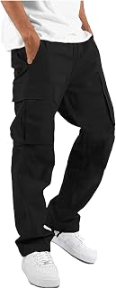 Hungson Mens Casual Hiking Jogging Athletic Cotton Cargo Pants Loose Straight Trousers