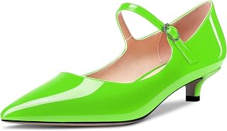 Aachcol Women's Mary Jane Kitten Low Heel Pumps Pointed Toe Slip-on Dress Shoes Party Wedding Office 3.5CM