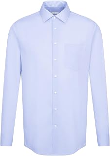 Seidensticker Men's Business Shirt – Slim Fit – Non-Iron – Kent Collar – Short Sleeves – 100% Cotton