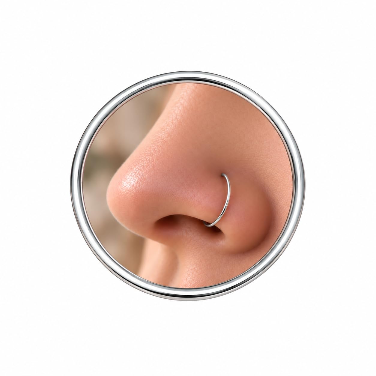 925 Sterling Silver Nose Ring, 20G 7mm Thin Nose Hoop, Handmade | Smooth Hand-Po