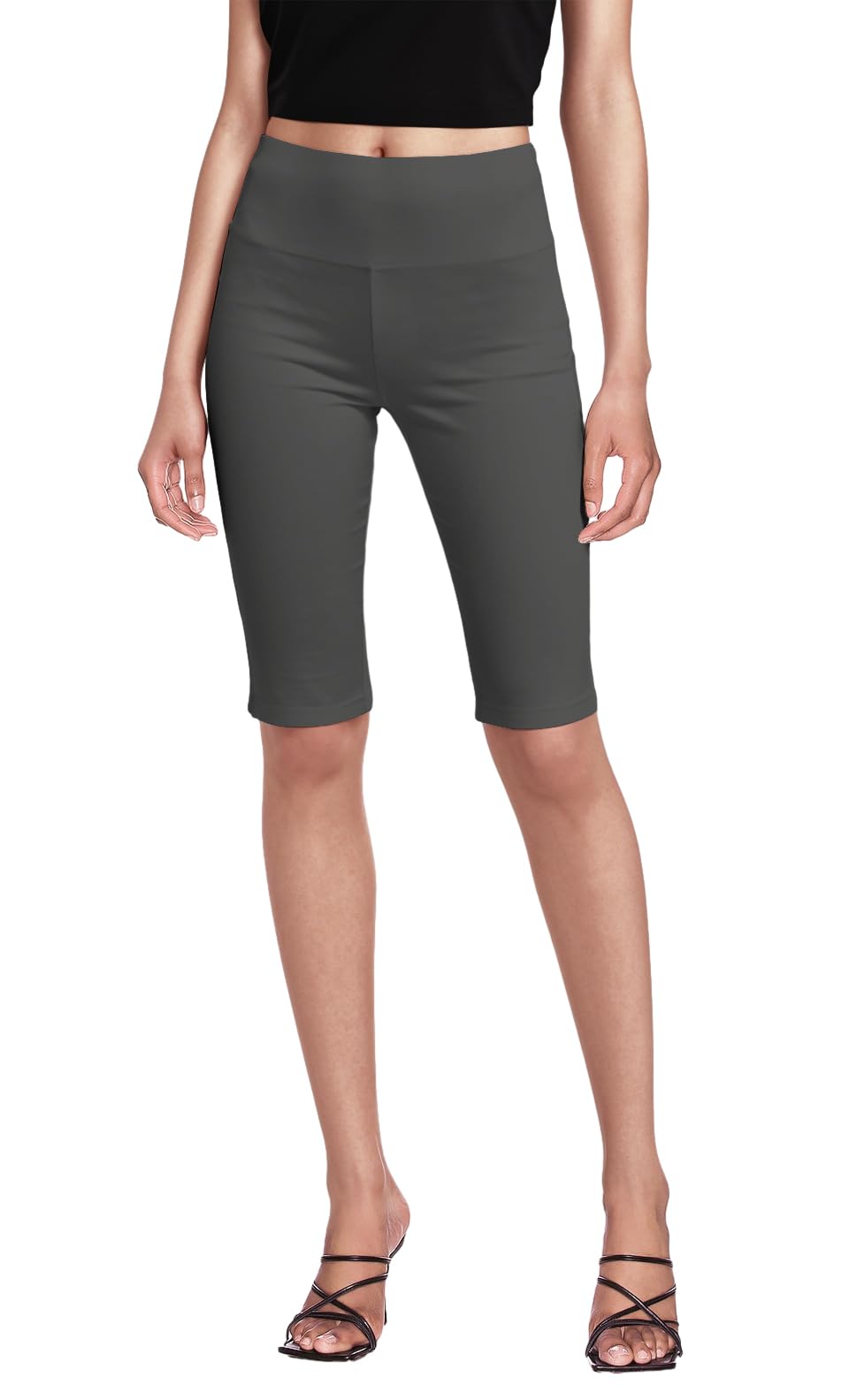 Hybrid & Company Womens Super Stretch Causal Pull On Millennium Twill Bermuda Sh