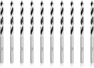 Meccion Wood Drill Bits 3mm 10Pcs Brad Point Auger Drill Bit Professional Woodworking Lip and Spur Drill Bit for Wood