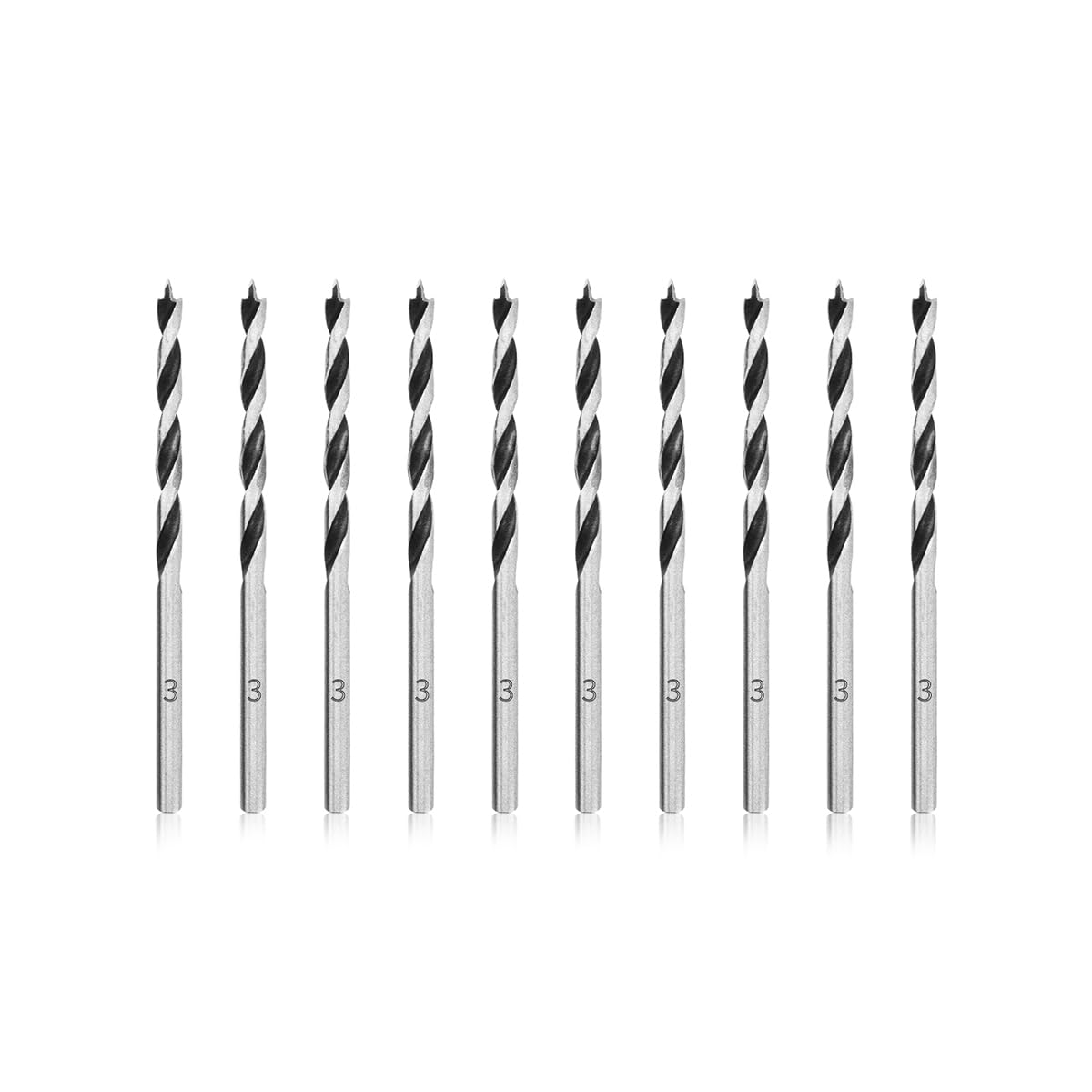 Meccion Wood Drill Bits 3mm 10Pcs Brad Point Auger Drill Bit Professional Woodwo