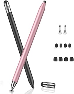 MEKO Stylus Pen for Touchscreen, 3-in-1 Universal iPad Stylus Stylists | Fine Tips in 3 Sizes, High Sensitivity, Compatible with iPad iPhone Duo Switch All Touchscreen Devices(Black/Rose Gold)