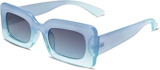 SOJOS Retro 90s Nude Rectangle Sunglasses Women Men Trendy Chunky Glasses, Gradient Blue, M, gradient blue