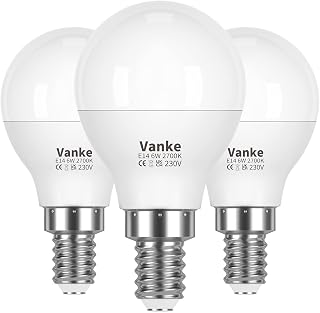 Vanke E14 LED Light Bulb, Warm White 2700K, 6W (40W Equivalent), Pack of 3 | Small Screw Light Bulb, SES Golf Ball Bulb, 470 Lumen, Save 85% Energy, Non-Dimmable, 45×81mm