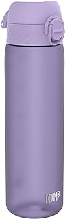 Ion8 Leak Proof Water Bottle, 500ml (18oz), Light Purple | Easy to Open, Secure Lock, Dishwasher Safe, Hygienic Flip Cover, Carry Handle, Fits Cup Holders, Easy Clean