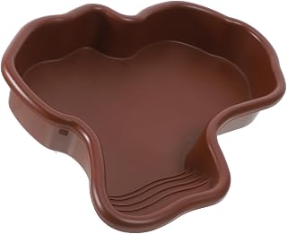 DIYEAH Turtle Soaking Tub Reptile Water Dish Large Reptile Decor | Abs Material, Coffee Color, Extra Large size, Bathing and Feeding Use, Easy to Clean