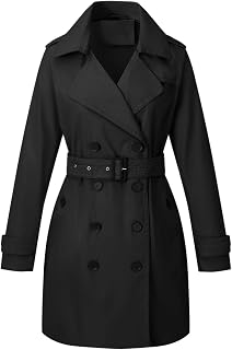 Bellivera Women's Classic Long Windproof Trench Coat With Belted Waist