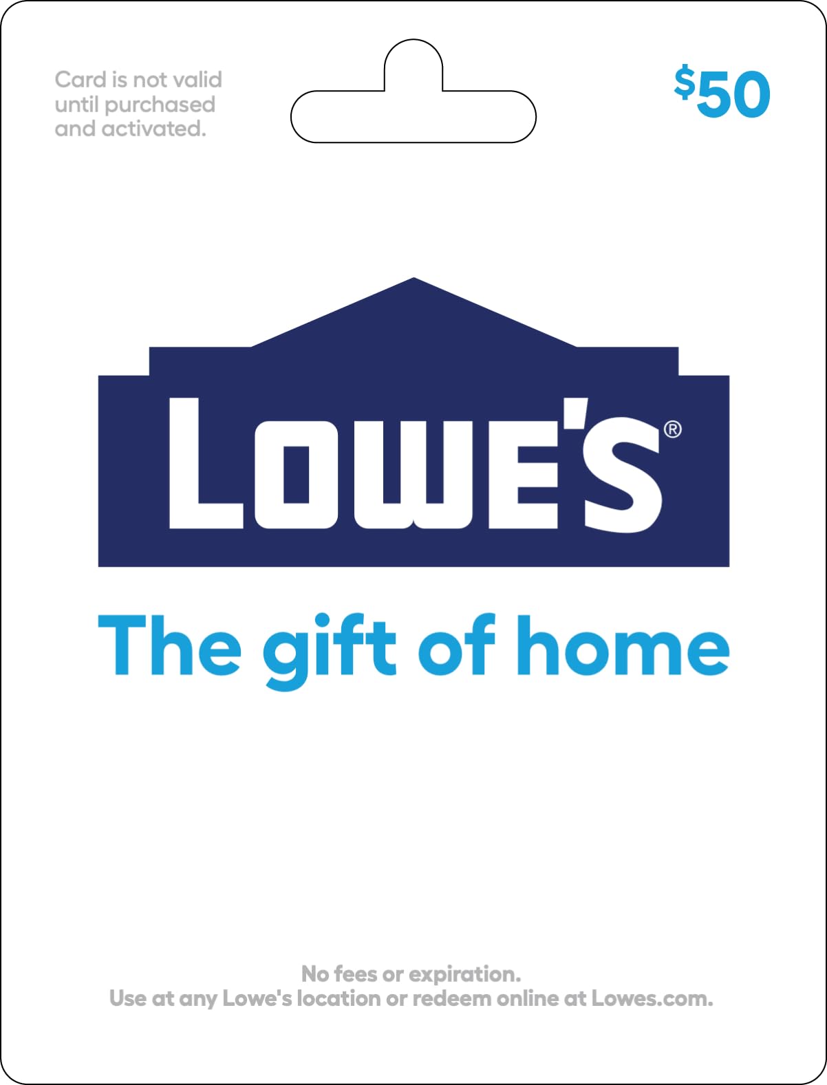 Lowe's Physical Gift Card | $50