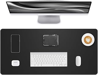 Desk Mat, Non-Slip Leather Desk Mat for Laptop, Computer, Table, Table Protector, Large Mouse Pad (60 x 30 cm) - Black