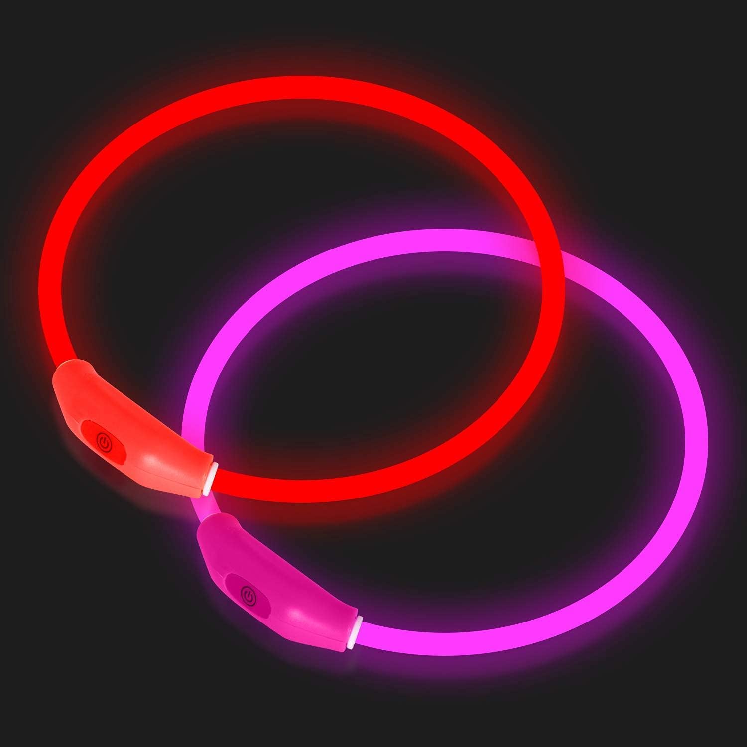 Novkin 2-Pack LED Dog Collar, Light Up Dog Collars,Rechargeable Dog Lights for N