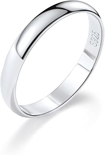 FindChic Women's Ring, Silver Ring, 925, Round Back, Eternity Ring, Wedding Band, Men's, Pinky Ring, Slender, Simple, Pair, Couples, Sold Individually, Unisex, Accessories, Gift, Mother's Day