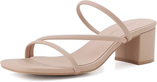 Shoe'N Tale Strappy Heels Women's Chunky Block Heel Mules